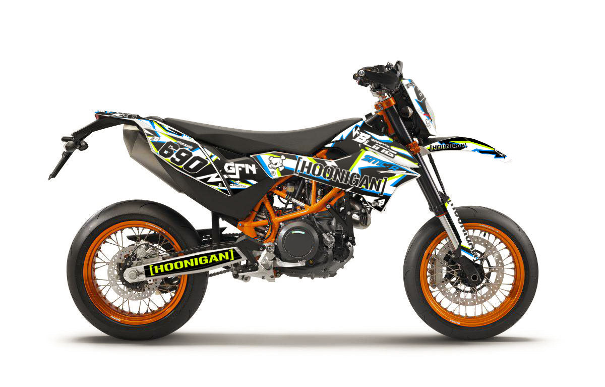 FULL GRAPHICS KIT FOR KTM SMC-R 690 2012-2018 FLUO ''HOONIGAN" DESIGN