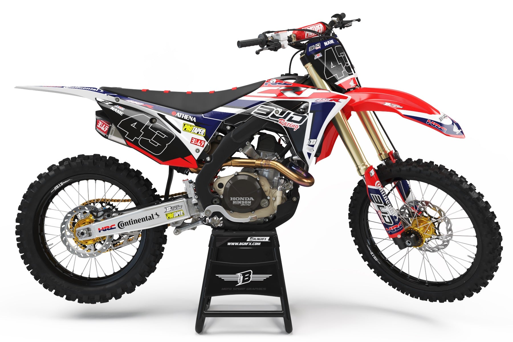 HONDA GRAPHICS KIT CHROME ''BUD RACING'' DESIGN – bling graphix