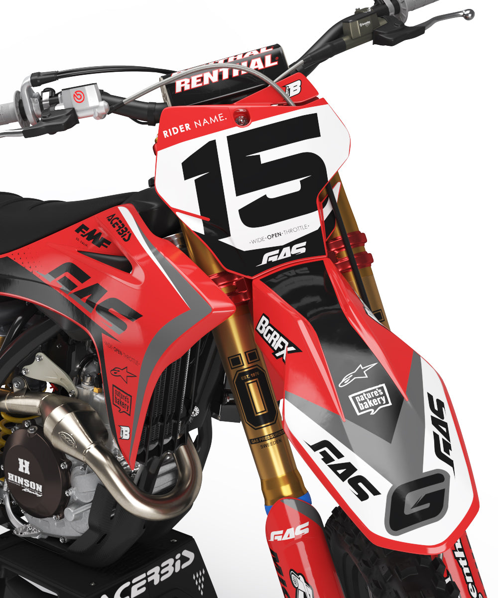 FULL GRAPHICS KIT FOR GASGAS ''FALCON RED'' DESIGN