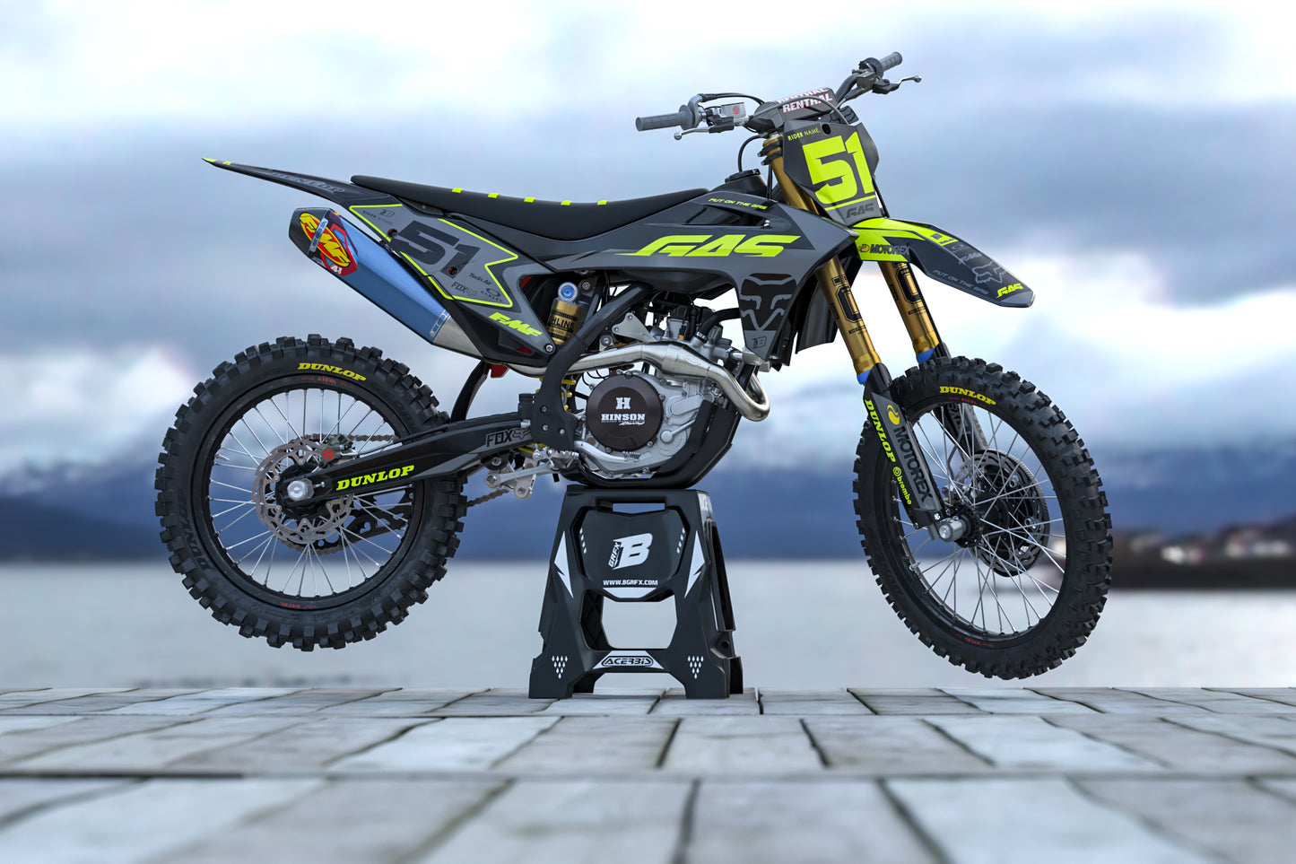 FULL GRAPHICS KIT FOR GASGAS ''STEALTH FLUO'' DESIGN