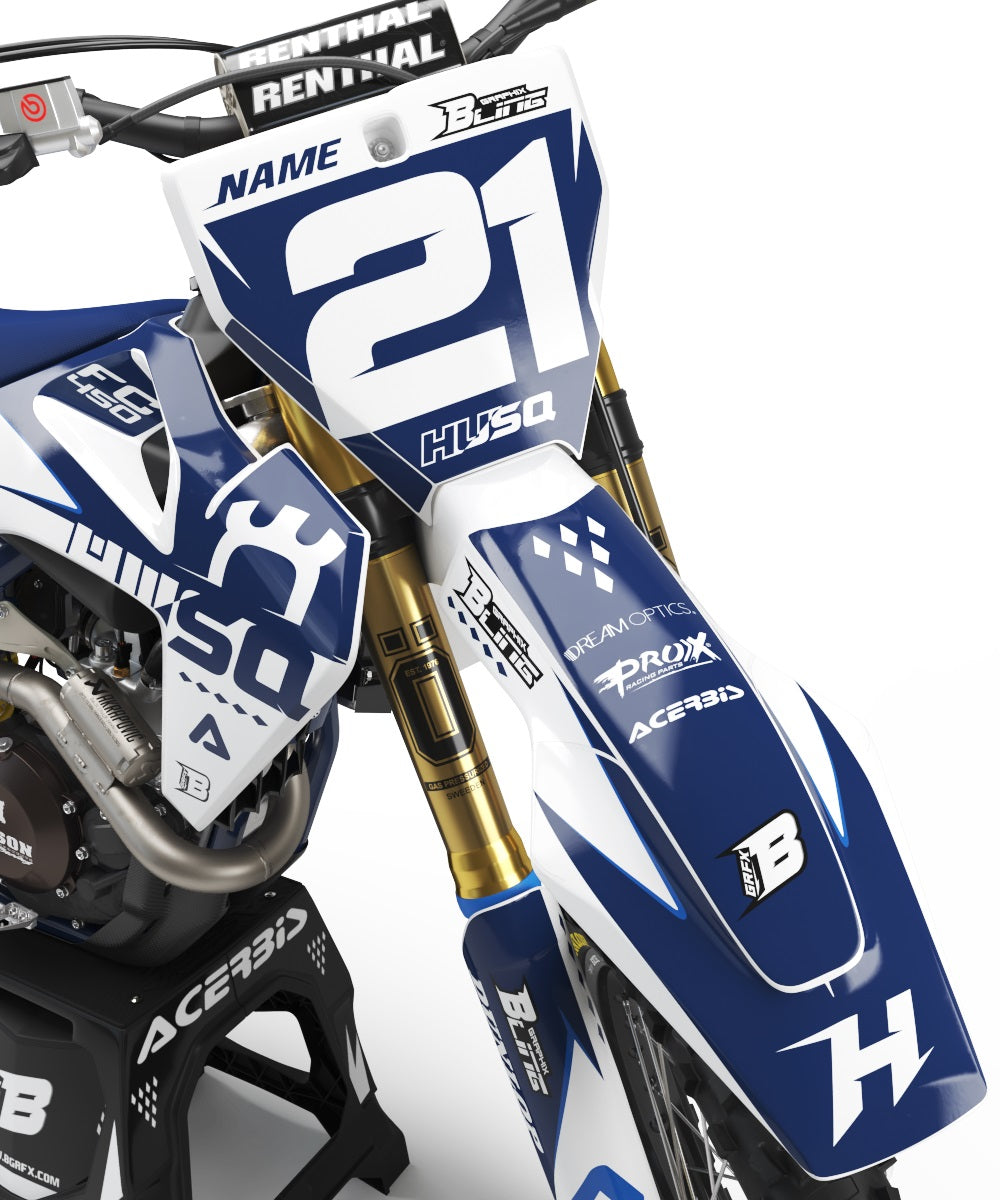 FULL GRAPHICS KIT FOR HUSQVARNA ''ARROW BLUE'' DESIGN