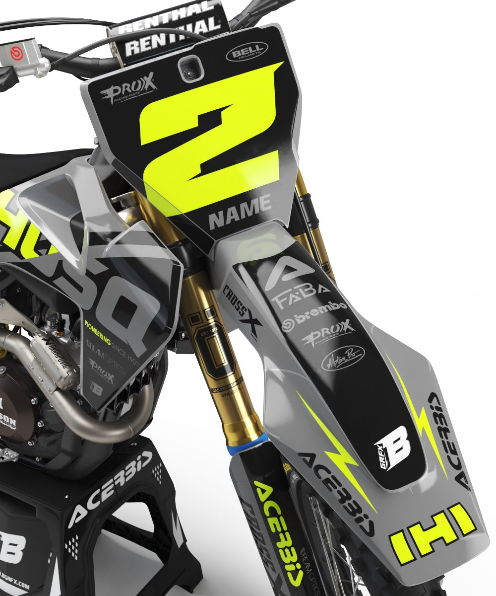 FULL GRAPHICS KIT FOR HUSQVARNA ''BASED FLUO&GREY'' DESIGN