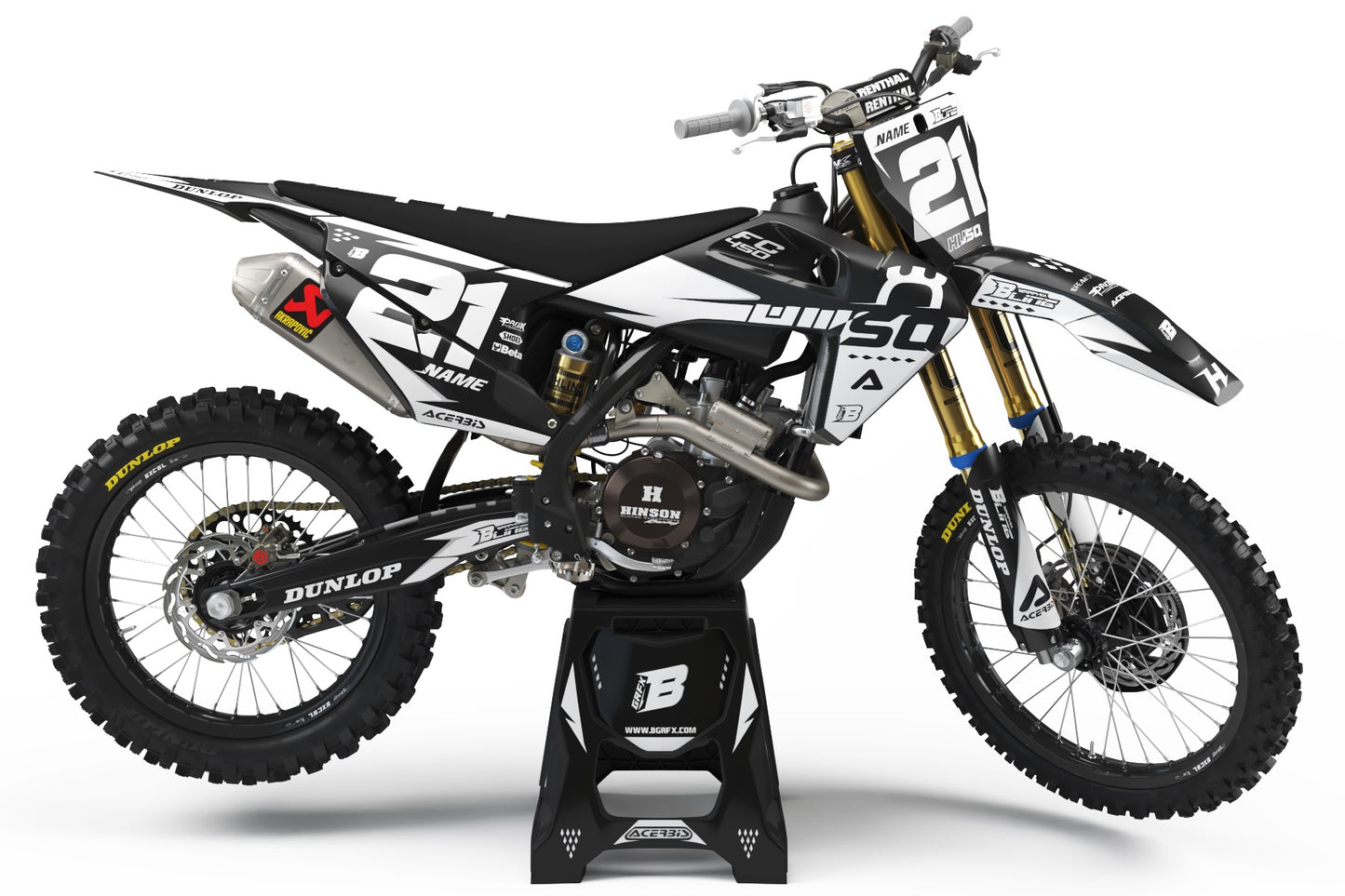 FULL GRAPHICS KIT FOR HUSQVARNA ''ARROW W&B MATT'' DESIGN