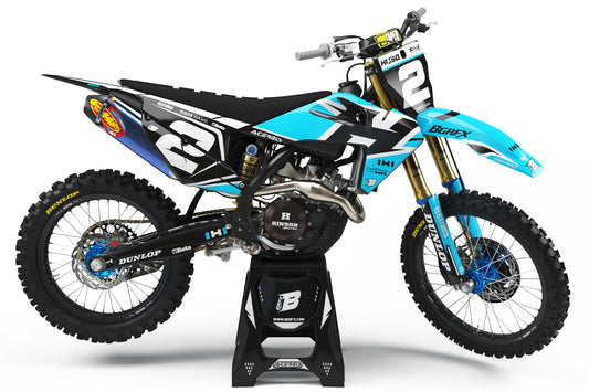 FULL GRAPHICS KIT FOR HUSQVARNA ''DEFENDER BLUE'' DESIGN