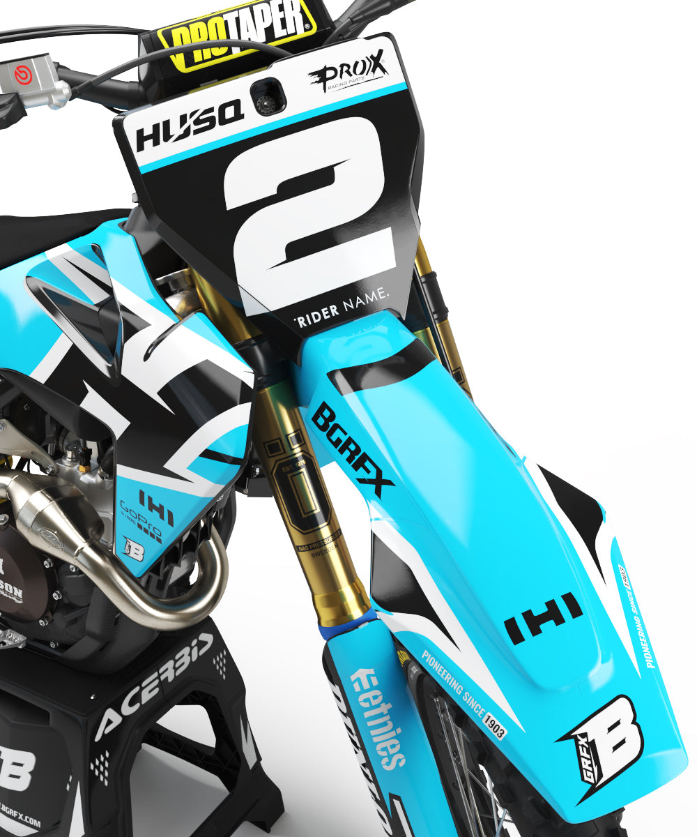 FULL GRAPHICS KIT FOR HUSQVARNA ''DEFENDER BLUE'' DESIGN