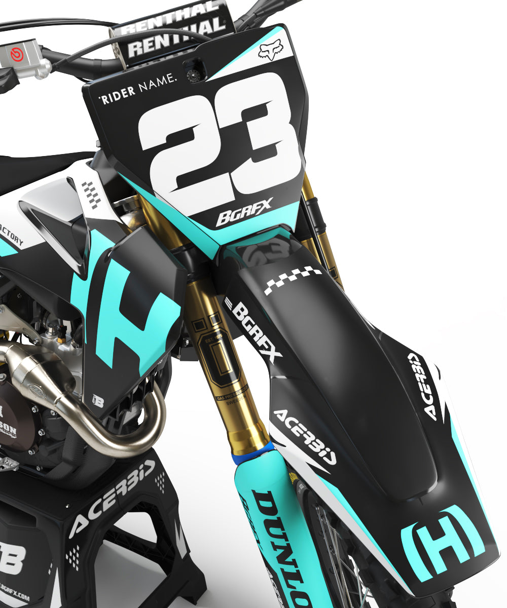 FULL GRAPHICS KIT FOR HUSQVARNA ''GENERAL ICE BLUE'' DESIGN