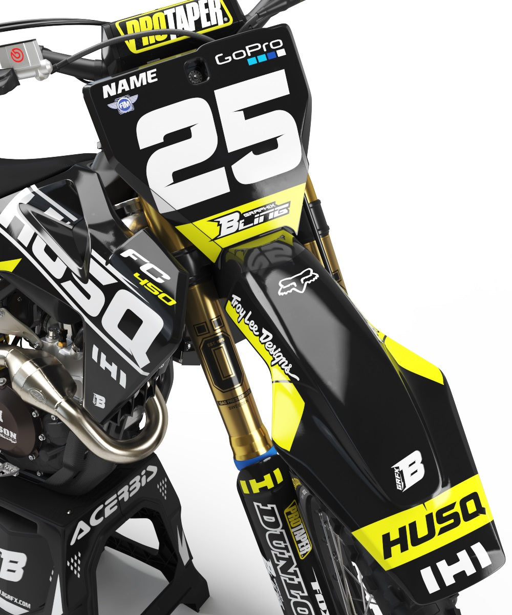 FULL GRAPHICS KIT FOR HUSQVARNA ''SCRUBED BLACK'' DESIGN