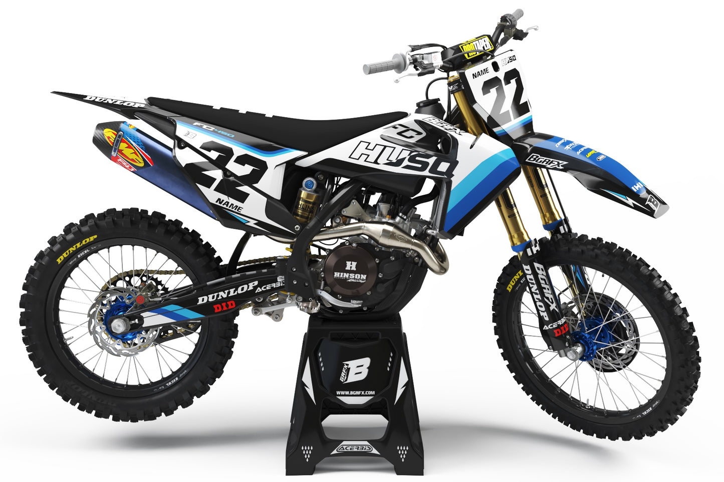 FULL GRAPHICS KIT FOR HUSQVARNA ''WAVED Blue and white'' DESIGN