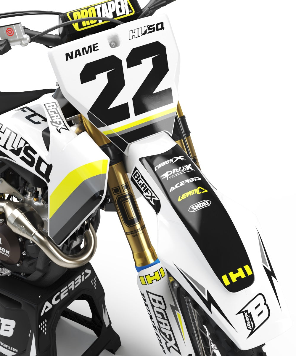 FULL GRAPHICS KIT FOR HUSQVARNA ''WAVED White'' DESIGN