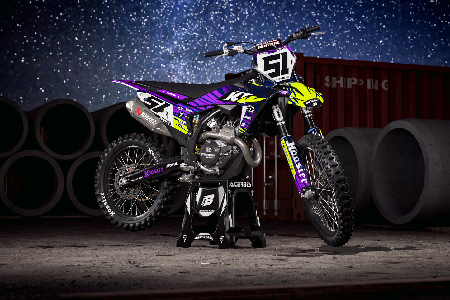 FULL GRAPHICS KIT FOR KTM FLUO ''COSMIC FLUO" DESIGN