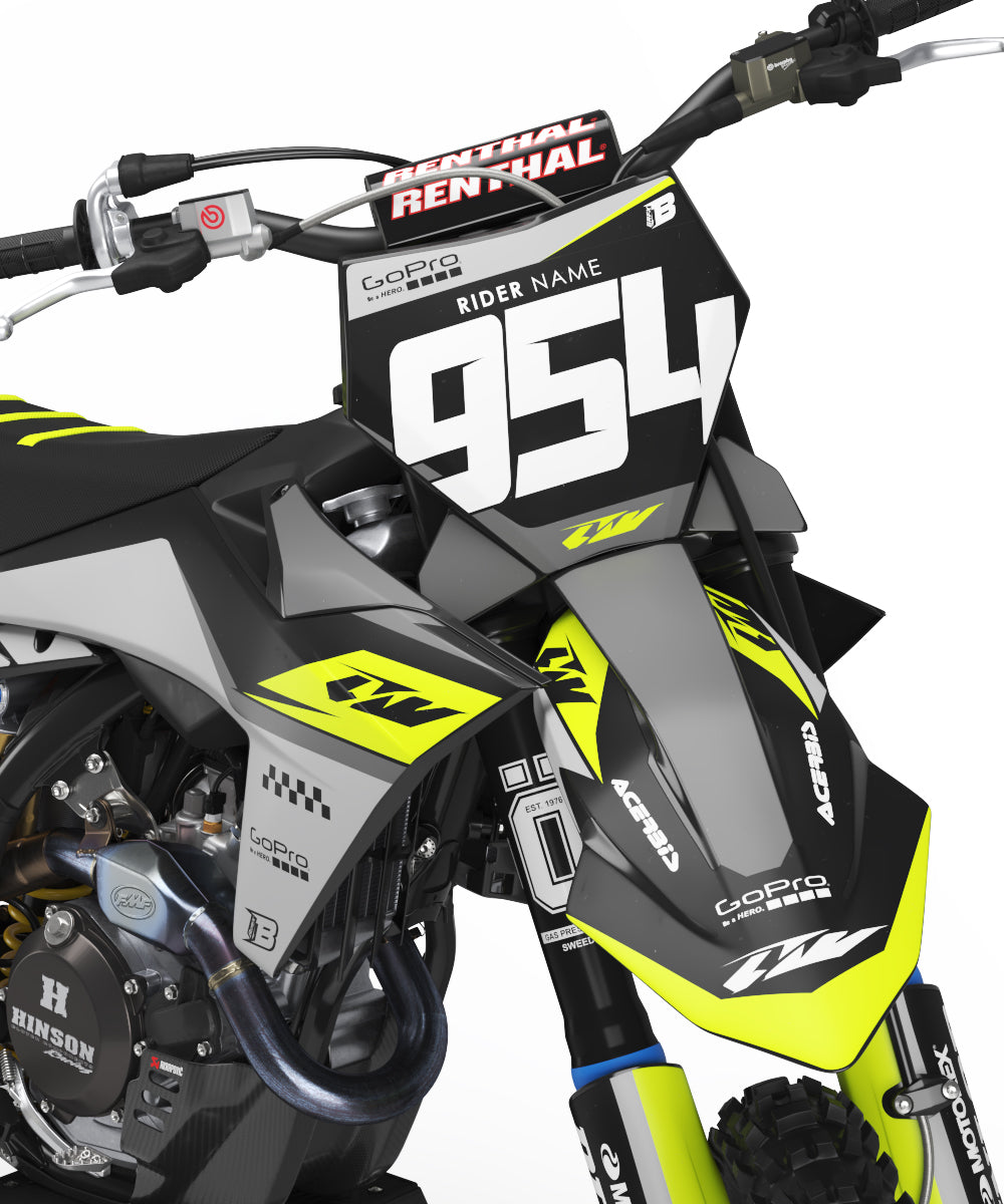 FULL GRAPHICS KIT FOR KTM FLUO ''HAZARD FLUO" DESIGN