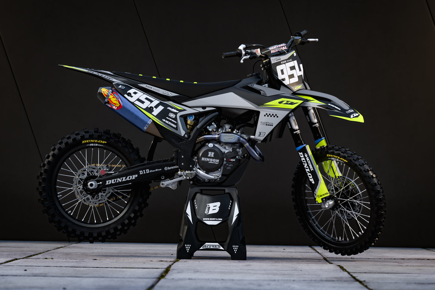 FULL GRAPHICS KIT FOR KTM FLUO ''HAZARD FLUO" DESIGN