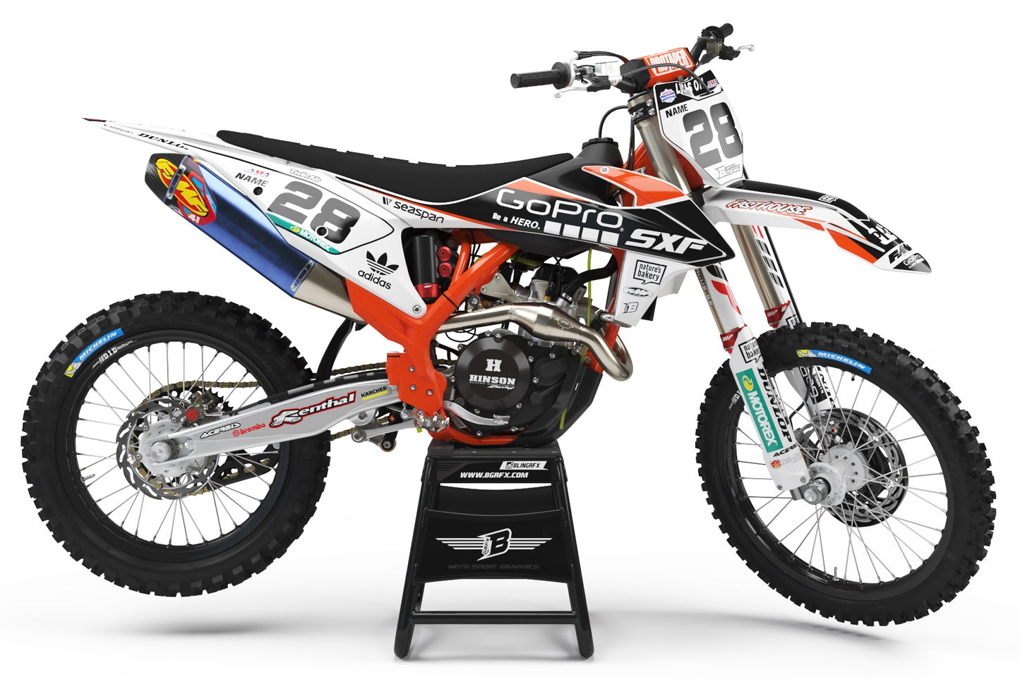 FULL GRAPHICS KIT FOR KTM ''NEPTUNE WHITE'' DESIGN