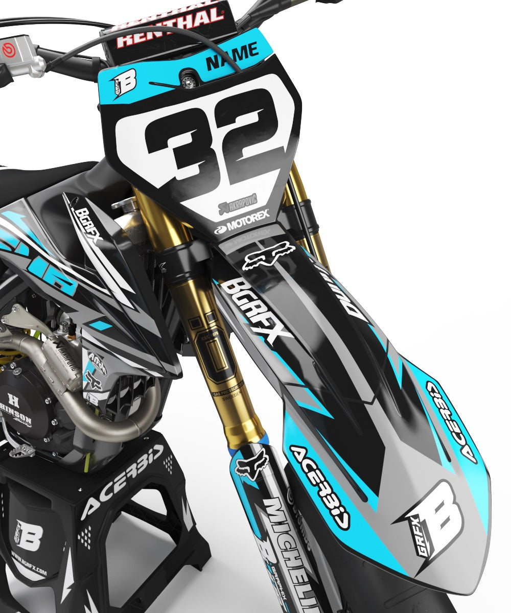 FULL GRAPHICS KIT FOR KTM ''BLUE BLADE'' DESIGN