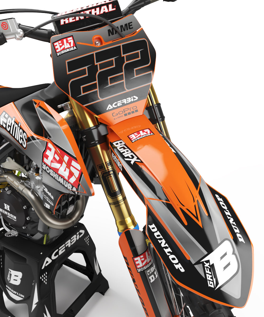 FULL GRAPHICS KIT FOR KTM ''SCREECH ORANGE'' DESIGN