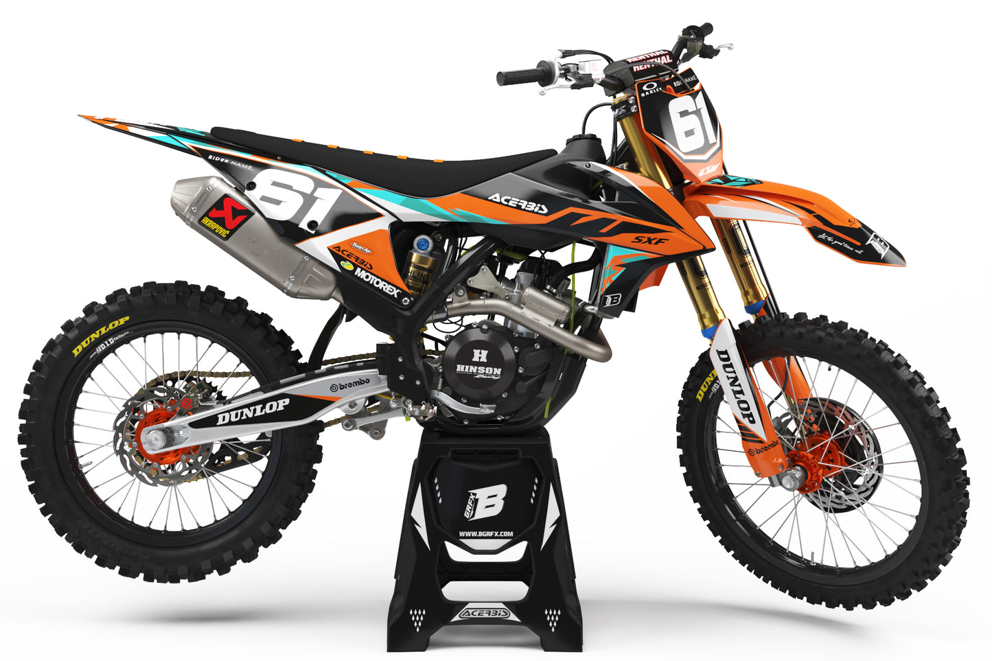 FULL GRAPHICS KIT FOR KTM ''TRINGLED ORANGE'' DESIGN