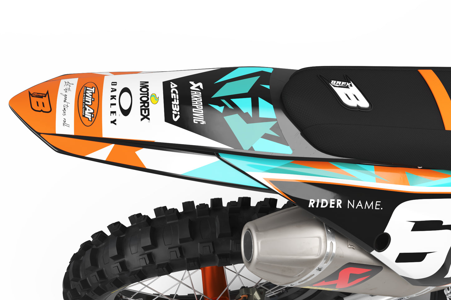 FULL GRAPHICS KIT FOR KTM ''TRINGLED ORANGE'' DESIGN