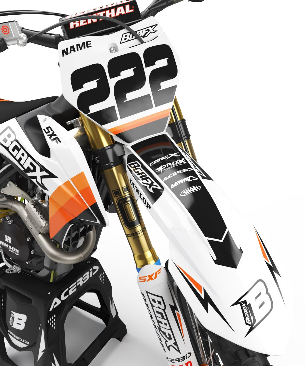 FULL GRAPHICS KIT FOR KTM ''WAVED White'' DESIGN