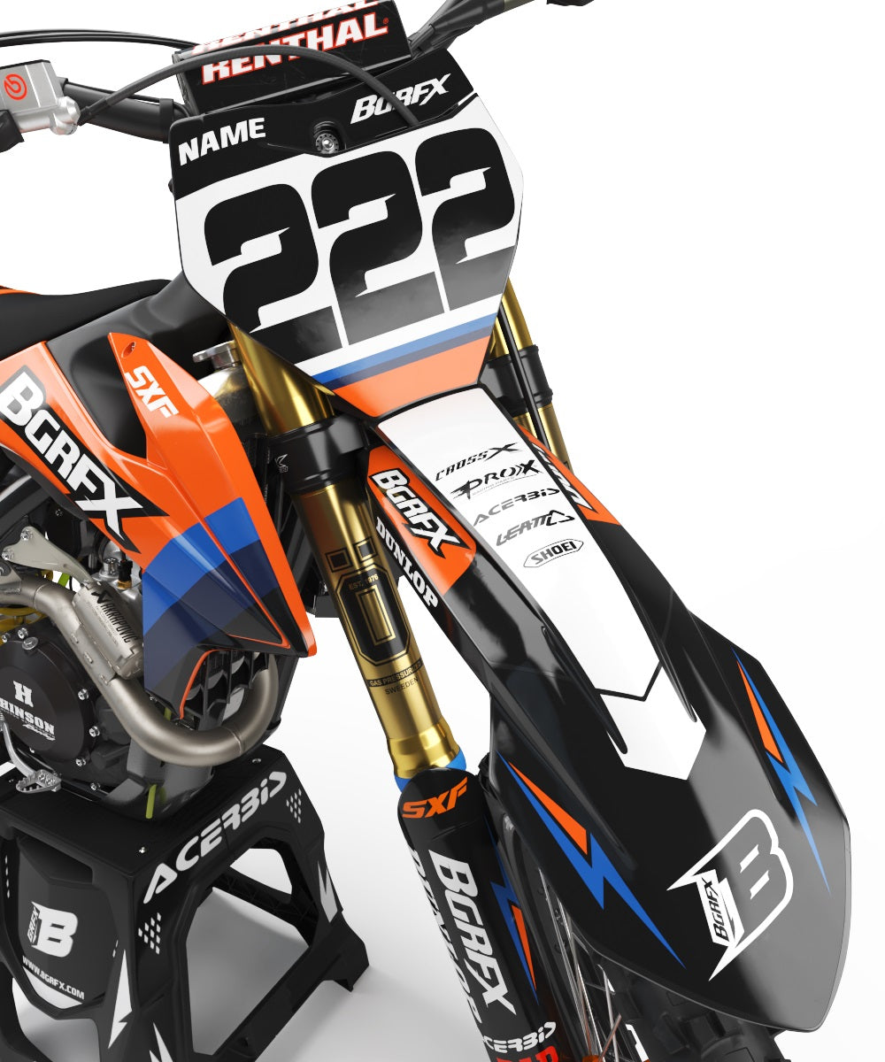 FULL GRAPHICS KIT FOR KTM ''WAVED Orange'' DESIGN