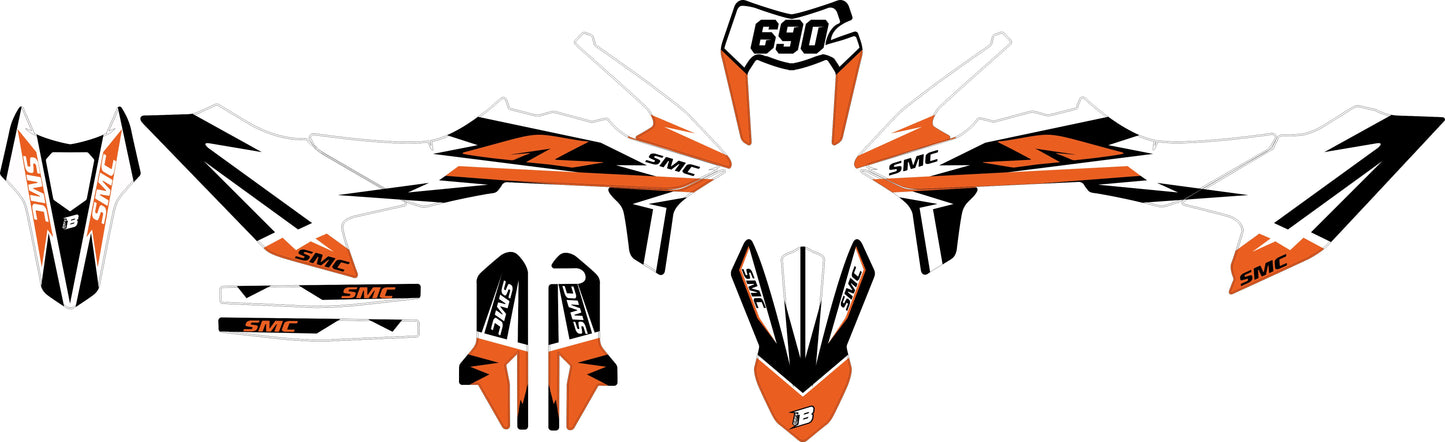 FULL GRAPHICS KIT FOR KTM SMC-R 690 2019-2021 ''COOPER'' DESIGN