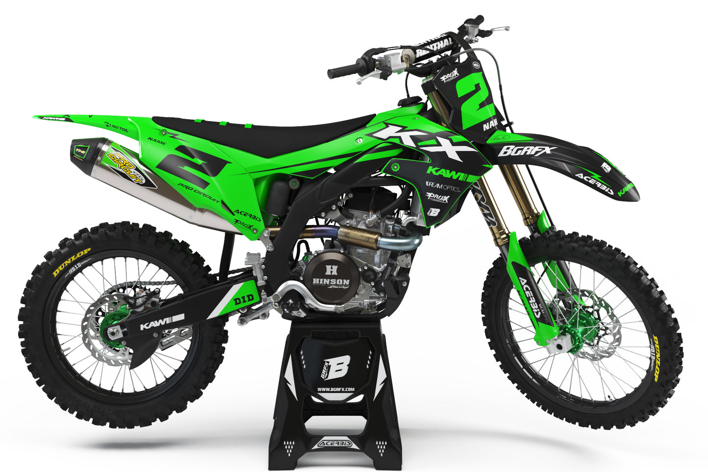 MATT GRAPHICS KIT FOR KAWASAKI ''BASED GREEN'' DESIGN