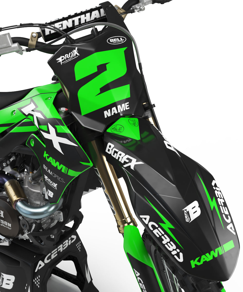 MATT GRAPHICS KIT FOR KAWASAKI ''BASED GREEN'' DESIGN