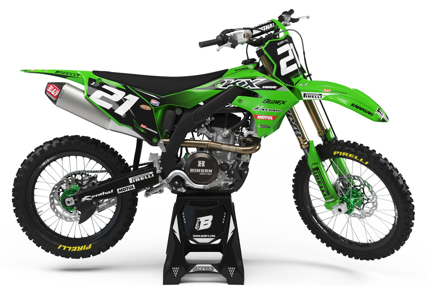 GRAPHICS KIT FOR KAWASAKI ''CRAFTED GREEN'' DESIGN