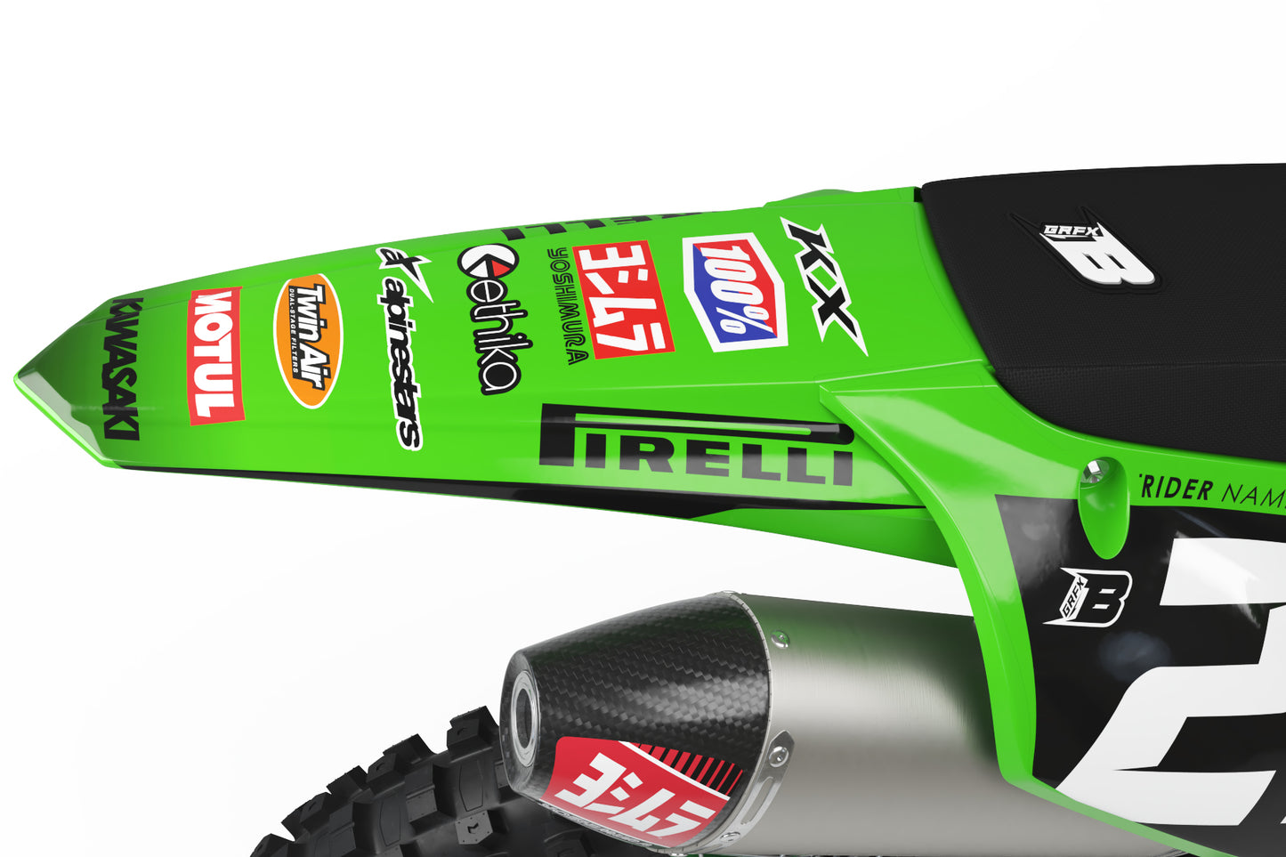 GRAPHICS KIT FOR KAWASAKI ''CRAFTED GREEN'' DESIGN