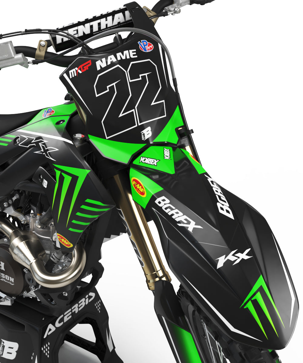 MATT GRAPHICS KIT FOR KAWASAKI ''DARKNESS GREEN'' DESIGN