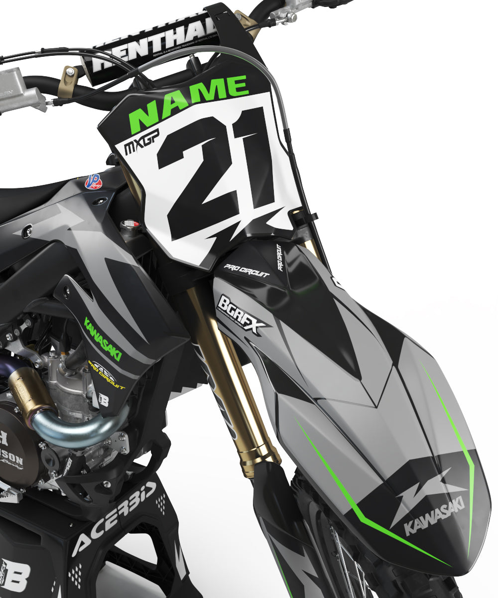 GRAPHICS KIT FOR KAWASAKI ''DIRT BLACK'' DESIGN