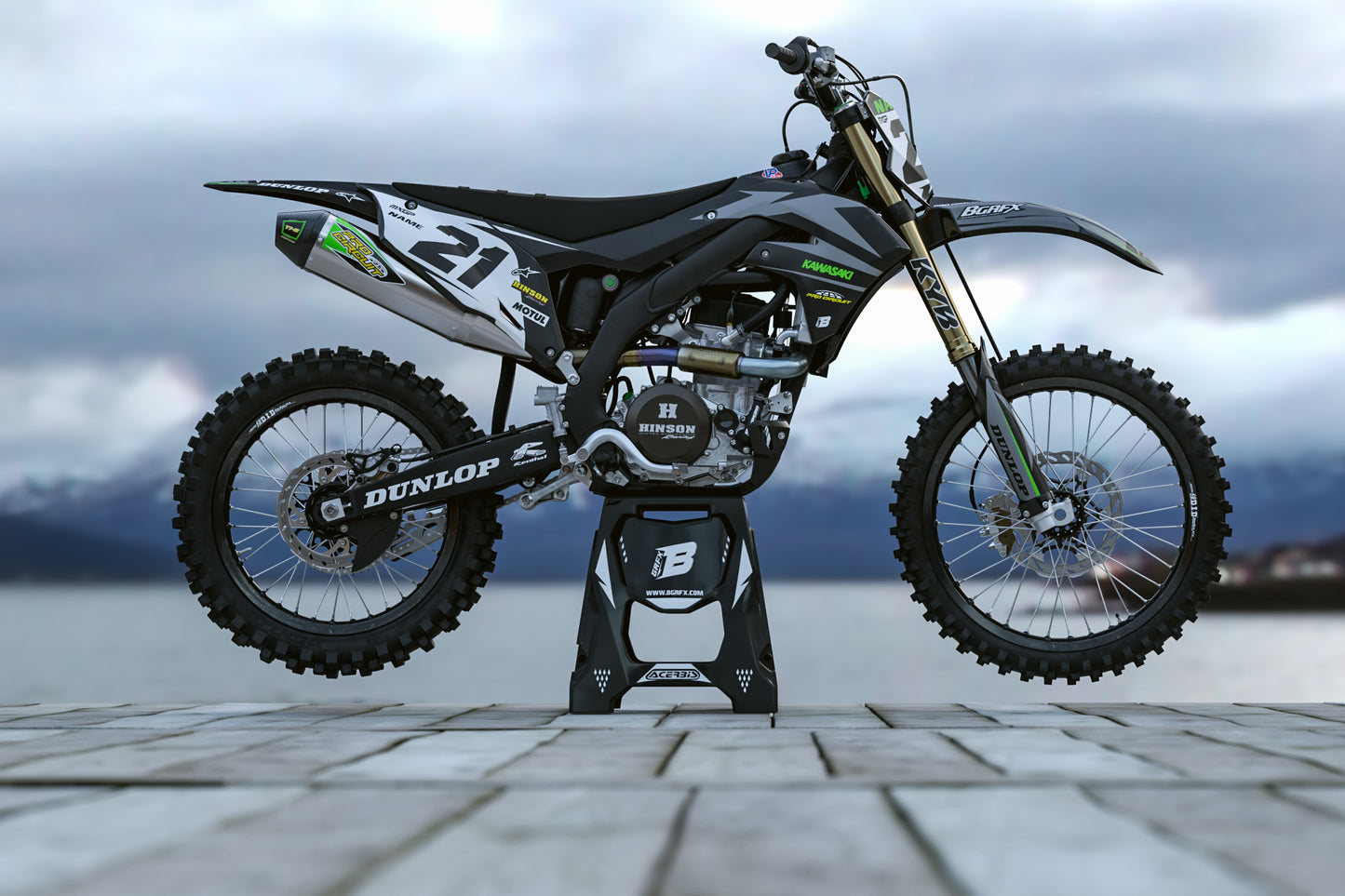 GRAPHICS KIT FOR KAWASAKI ''DIRT BLACK'' DESIGN