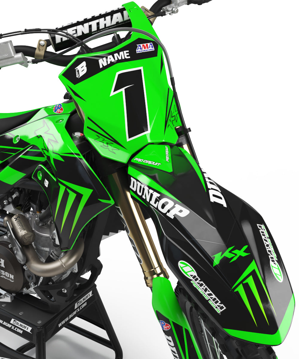 GRAPHICS KIT FOR KAWASAKI ''GREEN SHADOW'' DESIGN