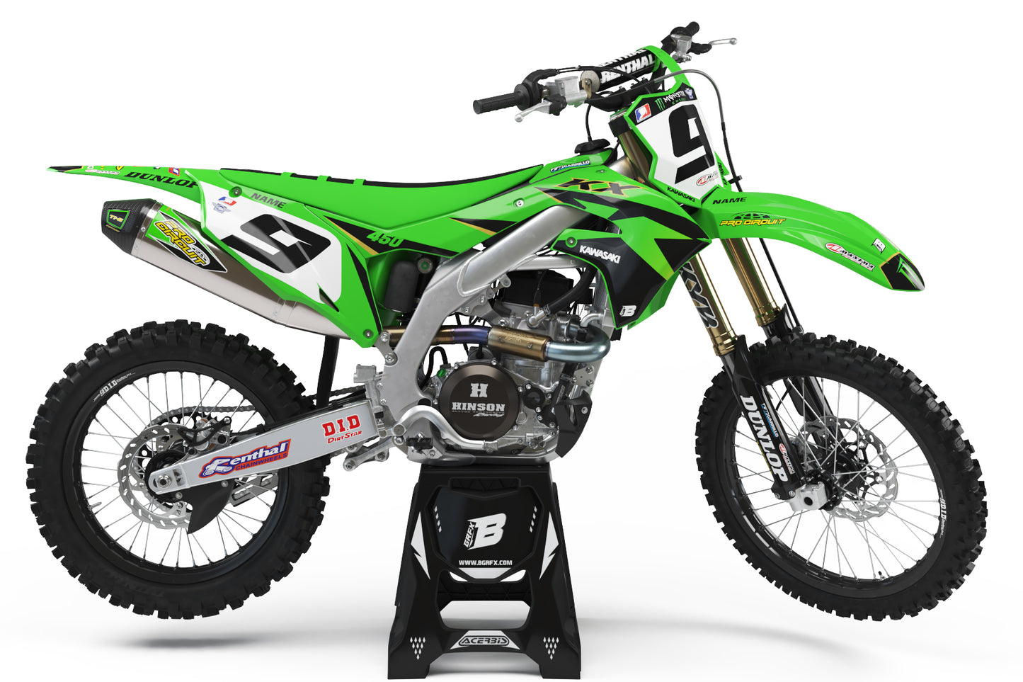 GRAPHICS KIT FOR KAWASAKI ''HERO GREEN'' DESIGN