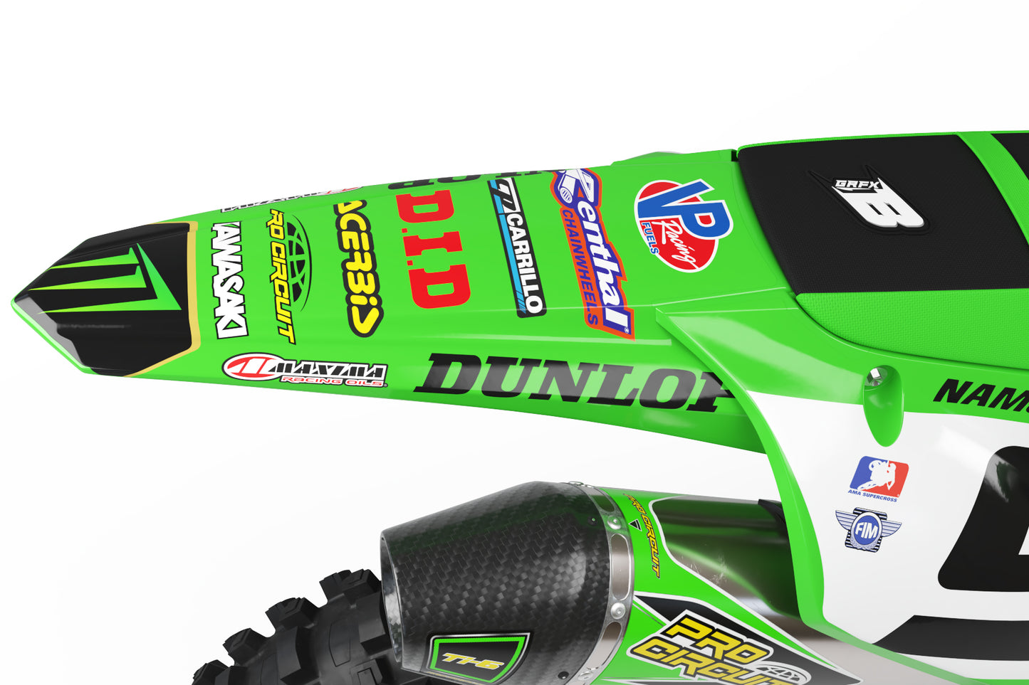 GRAPHICS KIT FOR KAWASAKI ''HERO GREEN'' DESIGN