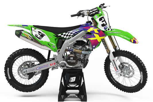 GRAPHICS KIT FOR KAWASAKI ''RETRO KX'' DESIGN