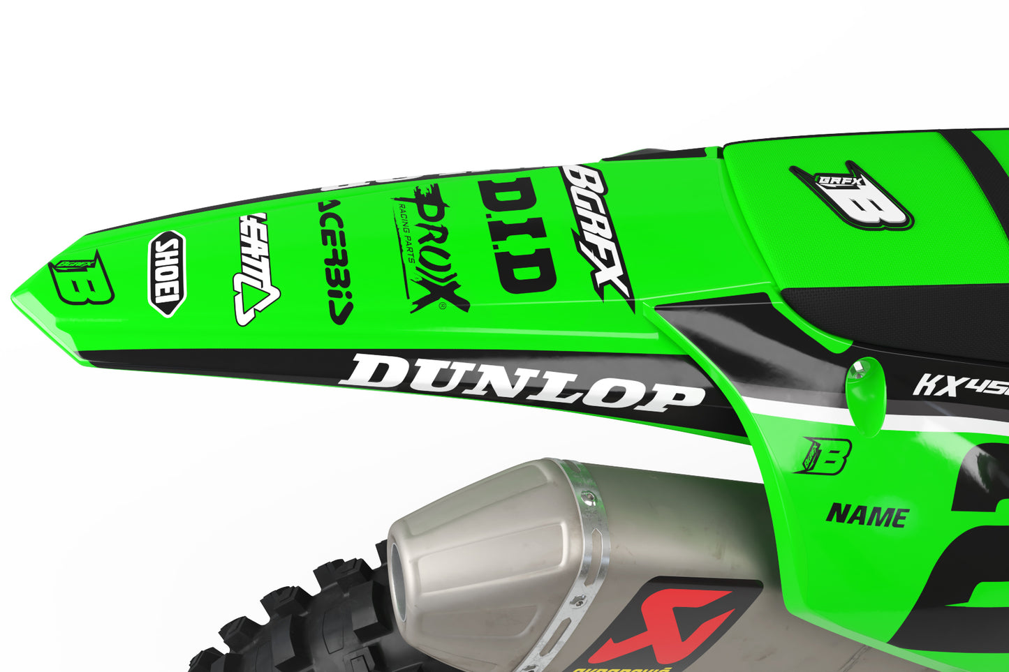 GRAPHICS KIT FOR KAWASAKI ''WAVE GREEN'' DESIGN