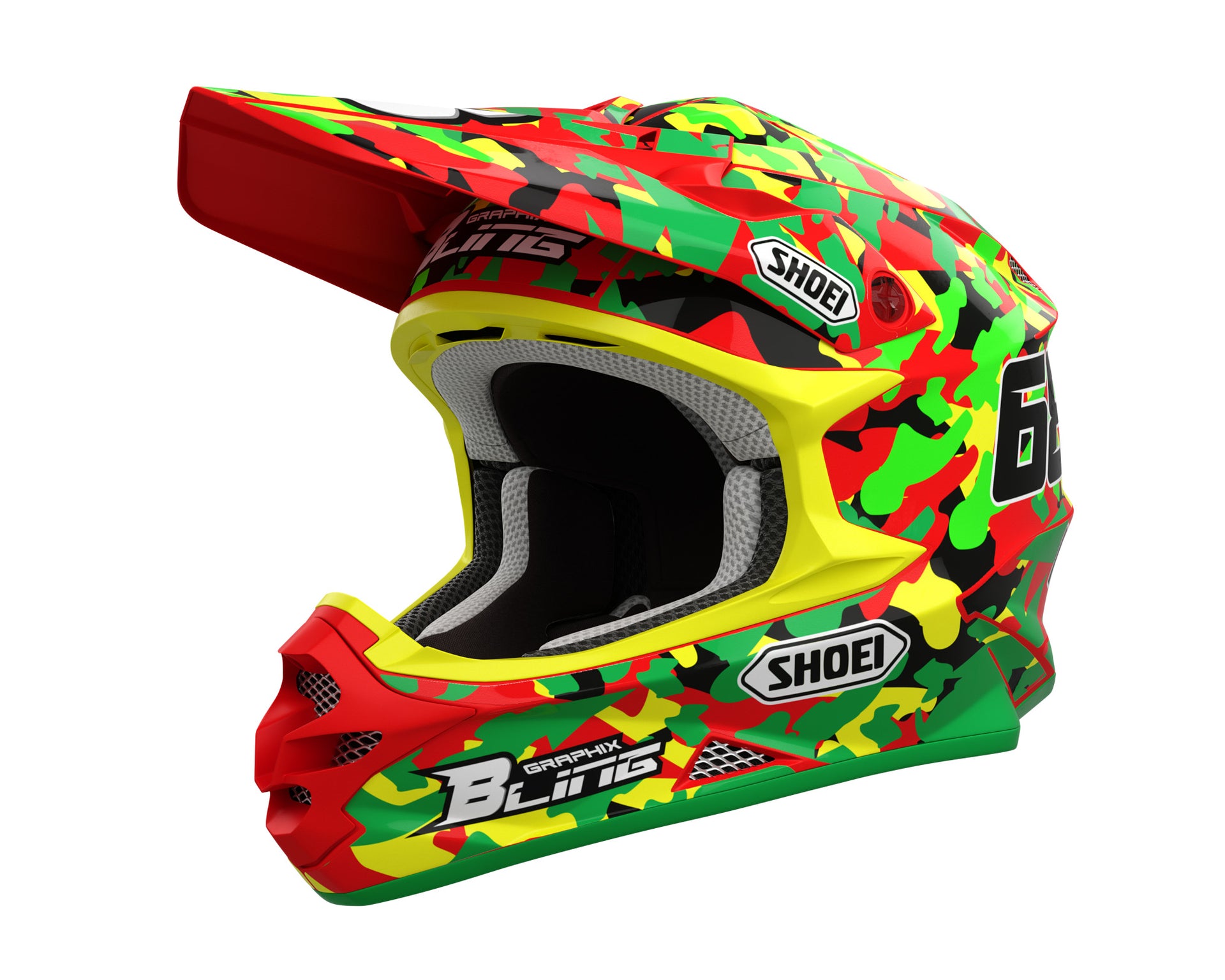 2019 shoei mx helmets HELMET GRAPHICS KIT ''Camo Rasta'' DESIGN – bling graphix