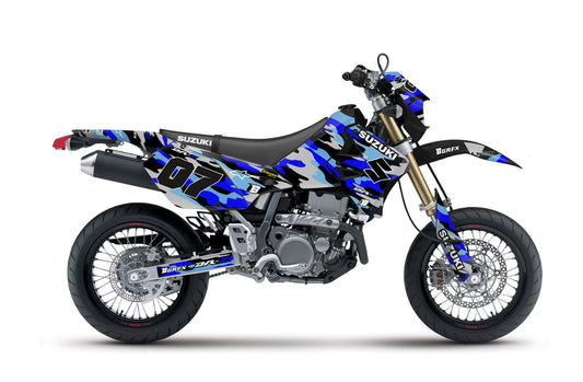 SUZUKI DRZ400 GRAPHICS KIT ''CAMO BLUE'' DESIGN