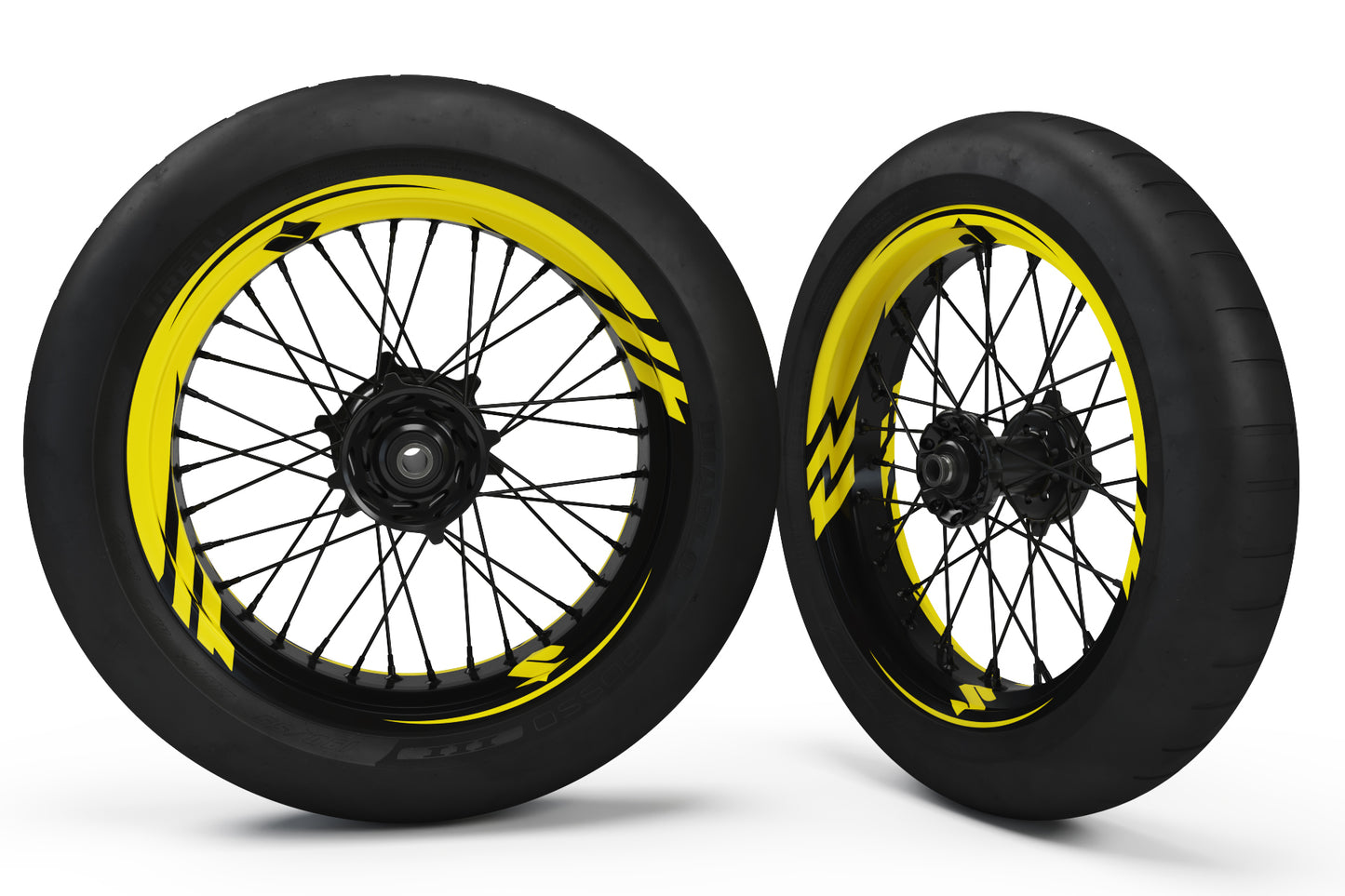 SUPERMOTO RIM WRAPS  KIT ''YELLOW THUNDER'' DESIGN