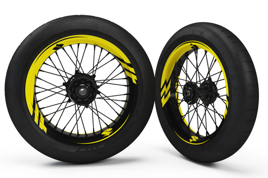 SUPERMOTO RIM WRAPS  KIT ''YELLOW THUNDER'' DESIGN