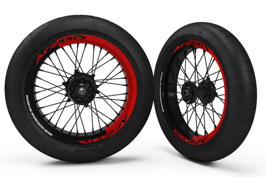 SUPERMOTO RIM WRAPS  KIT ''HALF RED'' DESIGN