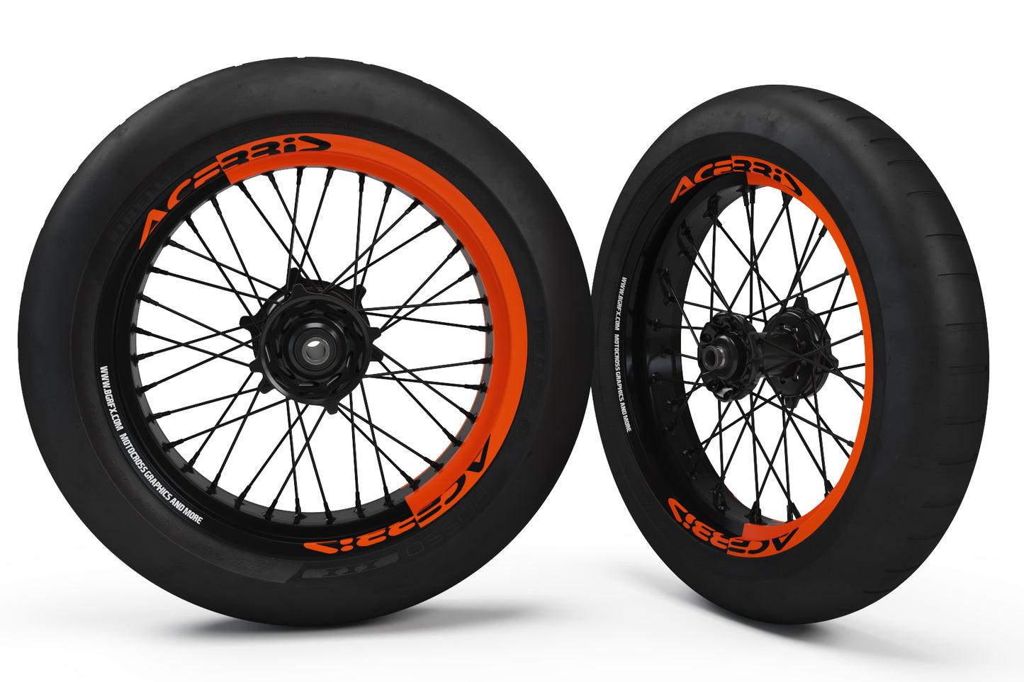 SUPERMOTO RIM WRAPS  KIT ''HALF ORANGE'' DESIGN