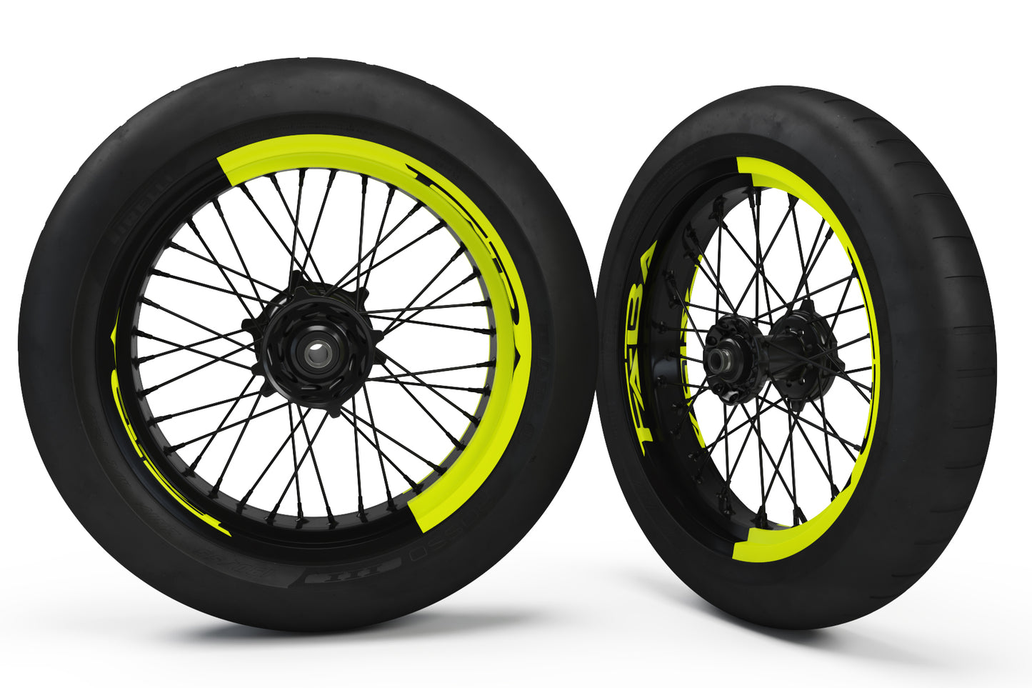 SUPERMOTO RIM WRAPS KIT ''NEON FABA'' DESIGN