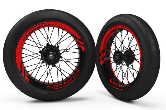 SUPERMOTO RIM WRAPS  KIT ''RED THUNDER'' DESIGN