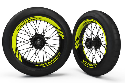 SUPERMOTO RIM WRAPS  KIT ''NEON THUNDER'' DESIGN