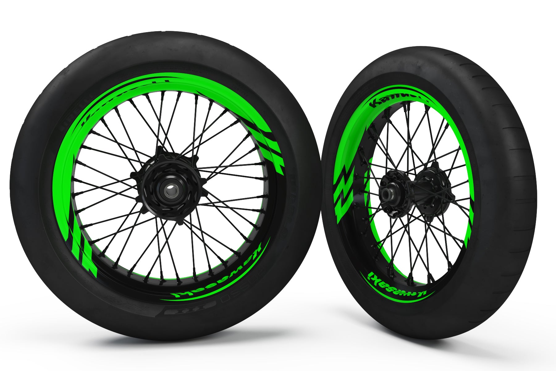 SUPERMOTO RIM WRAPS KIT ''GREEN THUNDER'' DESIGN – bling graphix