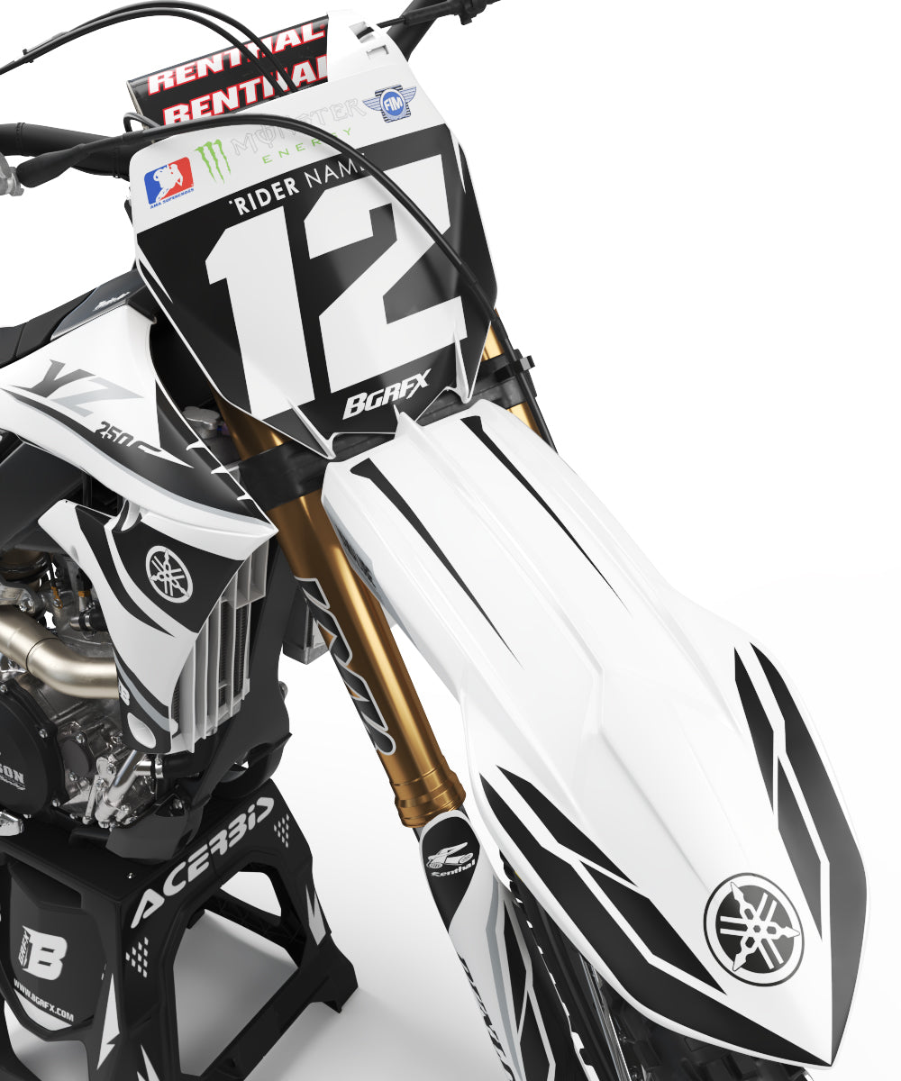 YAMAHA GRAPHICS KIT ''CURVED BLACK AND WHITE '' DESIGN